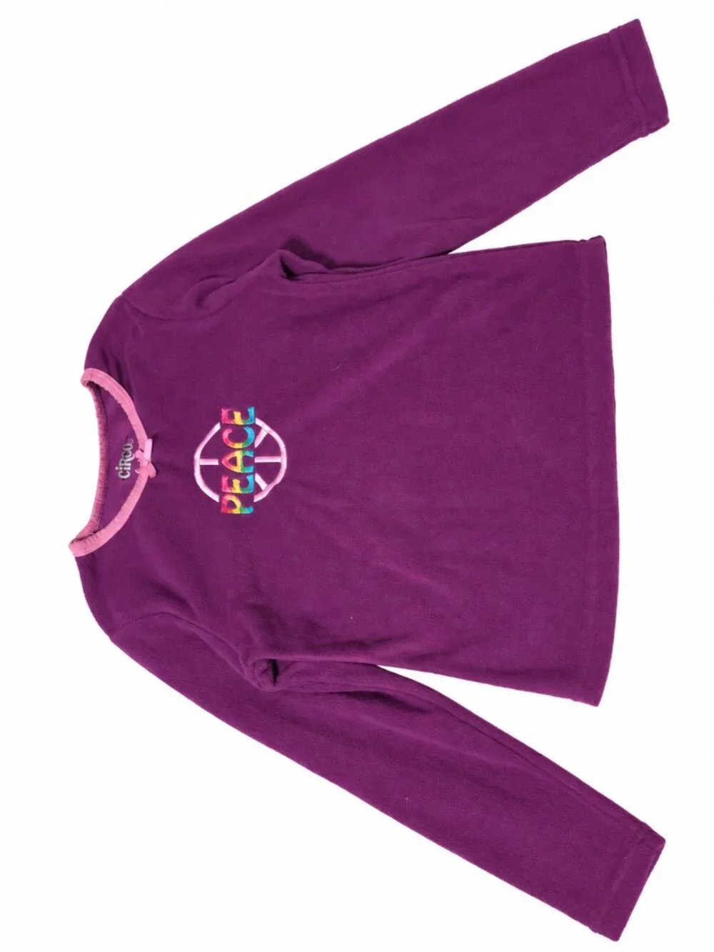 Circo Girls Peace Fleece Pajama Top Purple Size M Flame Resistant